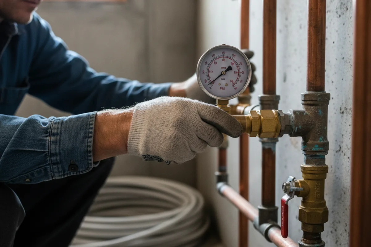 Pressure testing a repaired line during Water Line Repair in Tornado